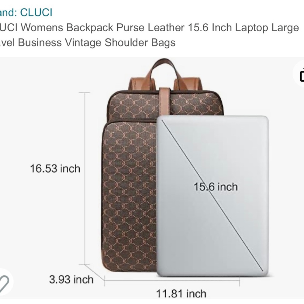 CLUCI Leather Laptop Backpack for Women 15.6 Inch Computer Travel Large Business - Picture 3 of 16